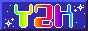 rainbow colored 'y2k' in a starry night sky