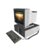 '90s-era computer and keyboard spinning around