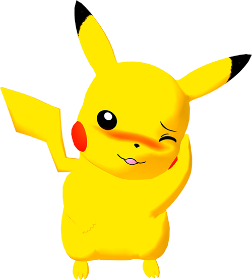 A bashful Pikachu looking at the viewer